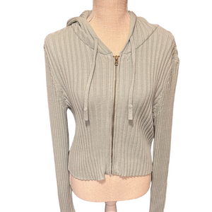 Arizona Jean Company Sky Seafoam Green Zip Up Hooded Cardigan Sweater NWT